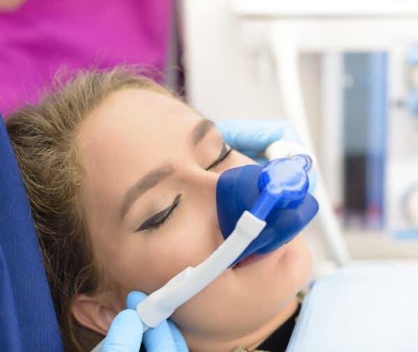 A patient being administered nitrous oxide. 