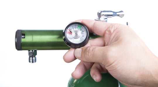 manometer of a medical oxygen tank, close up