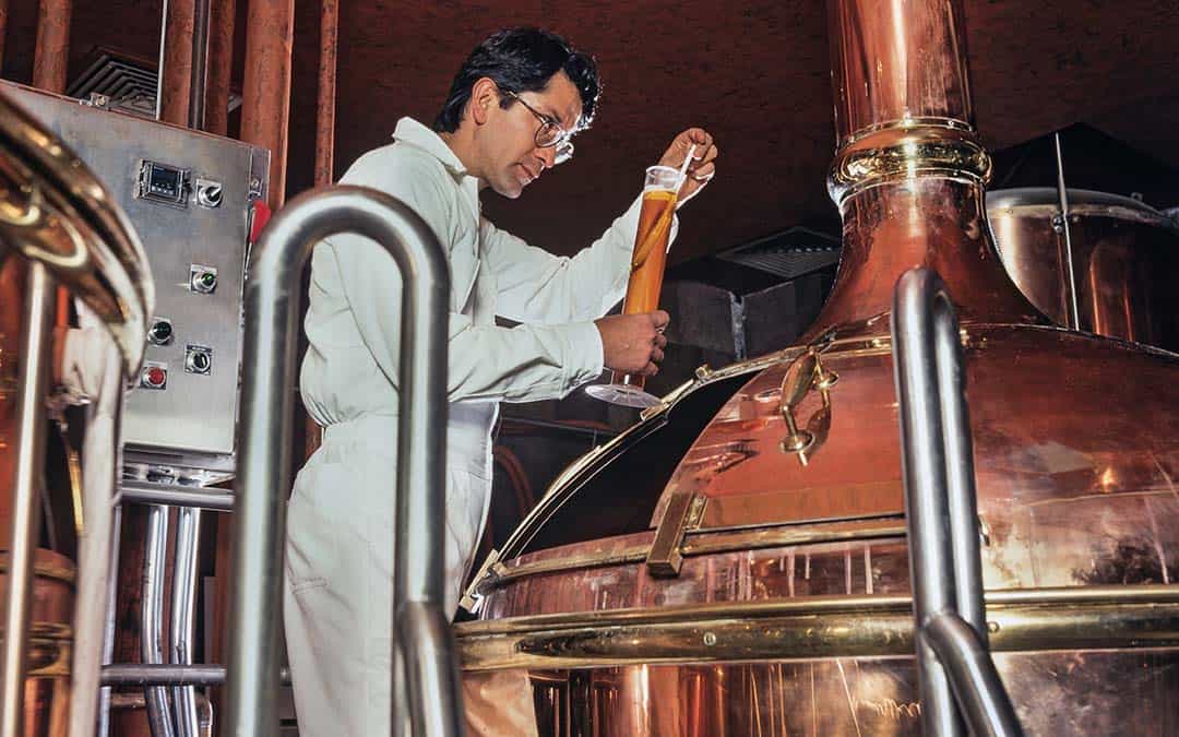 CO2 Carbon Dioxide and beer production: Man testing