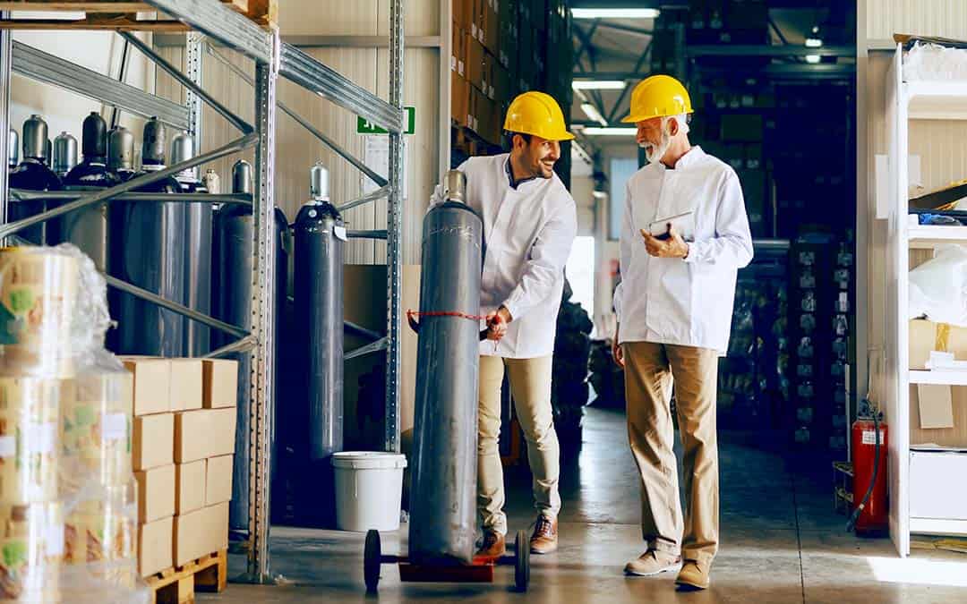 transporting oxygen cylinders in warehouse 