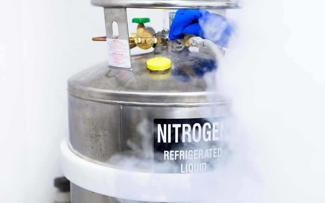 tank of liquid nitrogen with fog coming out/off