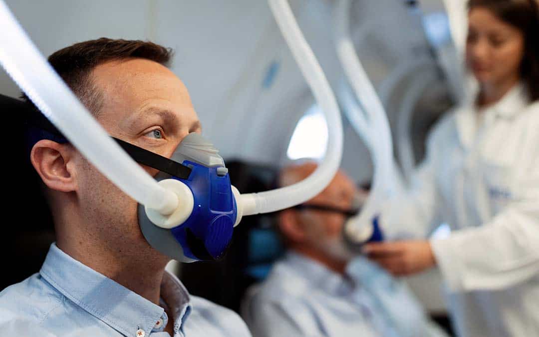 Man receiving Hyperbaric Oxygen Therapy