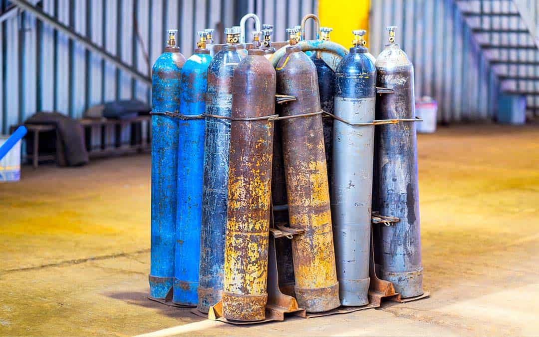 Group of Medical Gas Cylinders tied together